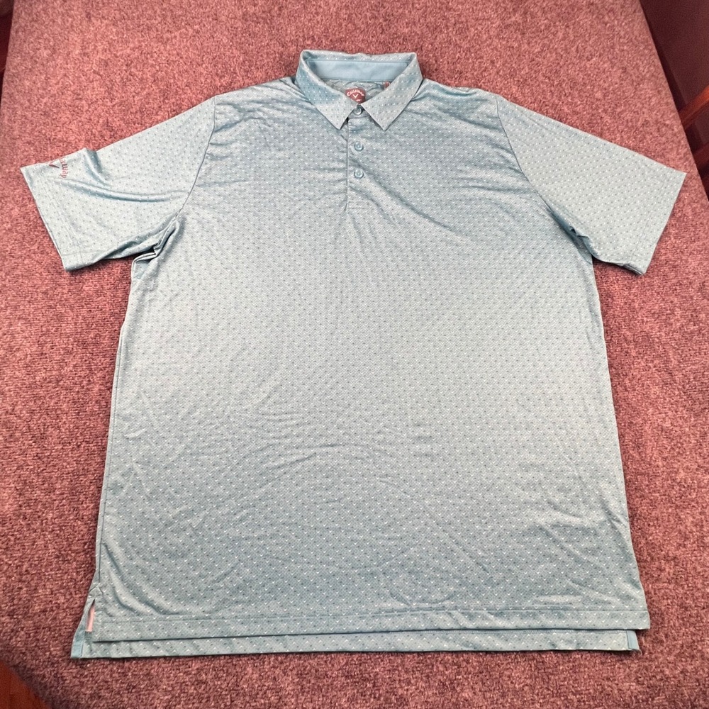 Callaway Opti-Dri Mens XL Blue Chevron Print Short Sleeve Golf Polo Shirt